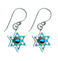 Enamel with Swarovsky crystals Star of David Earrings